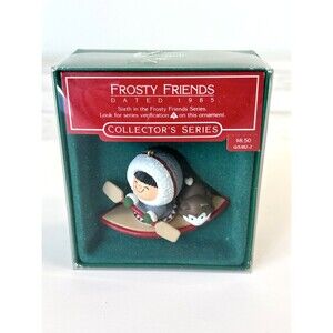 Hallmark 1985 Frosty Friends #6 Series Vintage Ornament Kayak Canoe Husky NEW